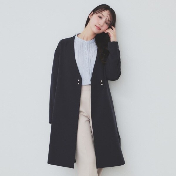 【NEW】インデックス（index）/ストレッチノーカラーコート【洗濯機洗い可イージーアイロン】の通販は