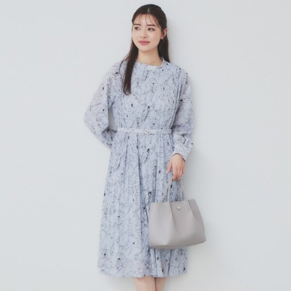 【NEW】インデックス（index）/ベルト付きプリーツフレアワンピース【洗濯機洗い可防シワ】の通販は 6,848円