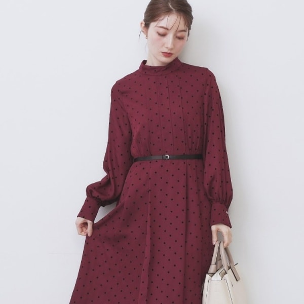 インデックス（index）/ドットデザインタックワンピース【洗濯機OKイージーアイロン】