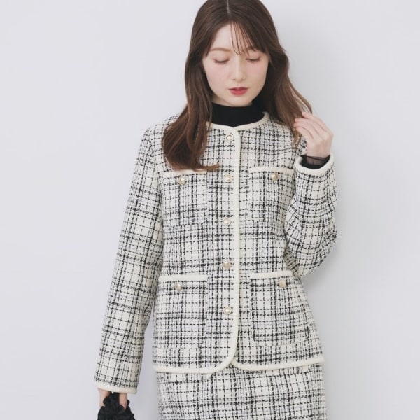 インデックス（index）/チェックツイードジャケットコートセットアップ対応【洗える】