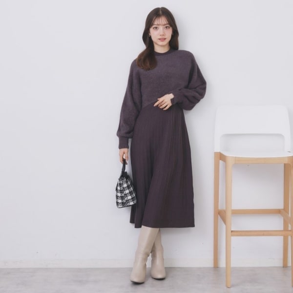 【NEW】インデックス（index）/ラメフェザープルオーバーセット ニットワンピース【洗濯機OK】《XS〜LL》