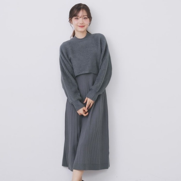 【NEW】インデックス（index）/ラメフェザープルオーバーセット ニットワンピース【洗濯機OK】《XS〜LL》