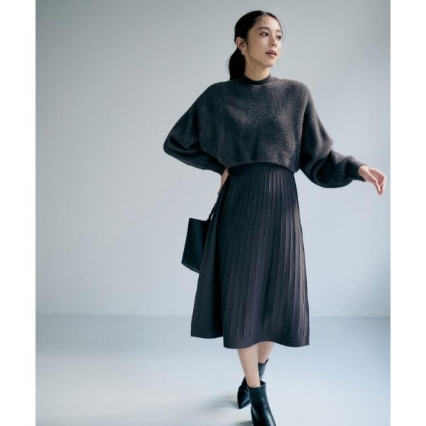 【NEW】インデックス（index）/ラメフェザープルオーバーセット ニットワンピース【洗濯機OK】《XS〜LL》