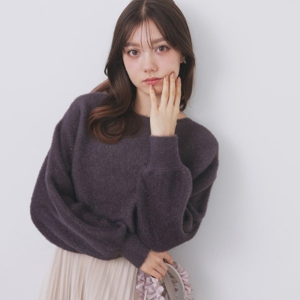 【NEW】インデックス（index）/ラメフェザープルオーバーセット ニットワンピース【洗濯機OK】《XS〜LL》