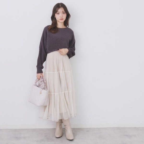 【NEW】インデックス（index）/ラメフェザープルオーバーセット ニットワンピース【洗濯機OK】《XS〜LL》