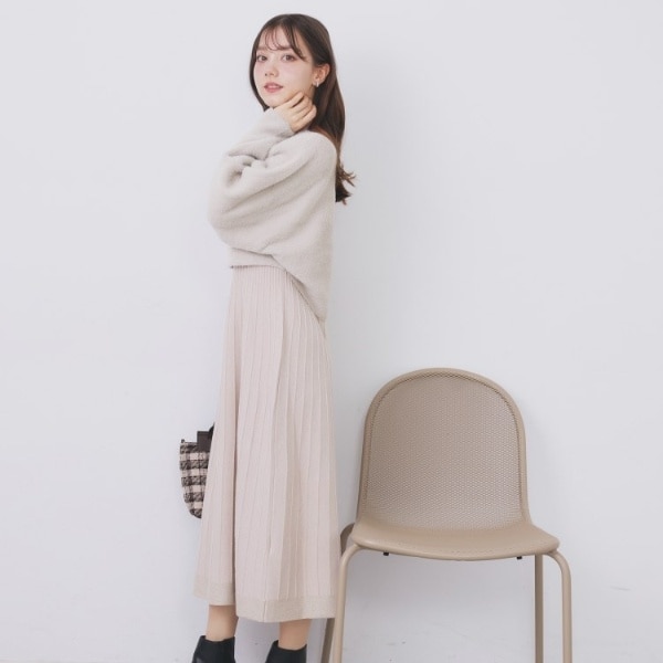 【NEW】インデックス（index）/ラメフェザープルオーバーセット ニットワンピース【洗濯機OK】《XS〜LL》