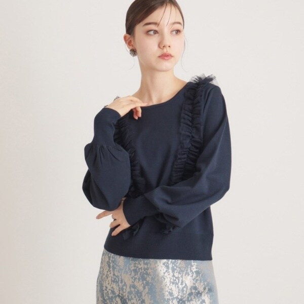 スーナウーナ（SunaUna）/【トレンド大人フェミニン】前後チュールニット