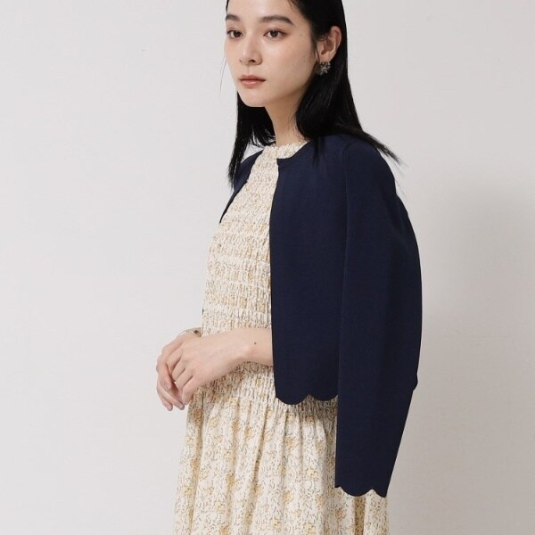 スーナウーナ（SunaUna）/【接触冷感／アンサンブル可】裾スカラップニットボレロ