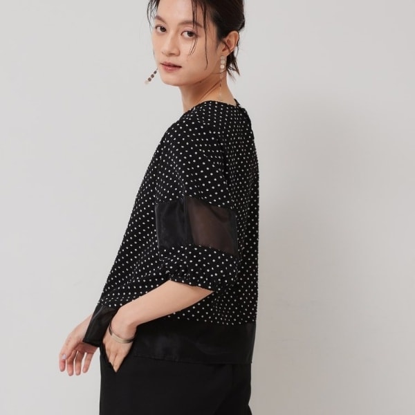 スーナウーナ（SunaUna）/【無地＆ドット／オーガンジー使用】Tブラウス