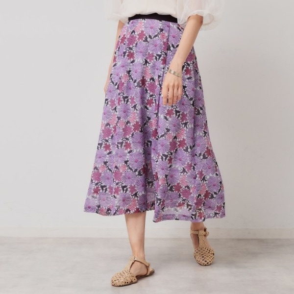 スーナウーナ（SunaUna）/【&yours project／S〜L】レース柄フレアスカート