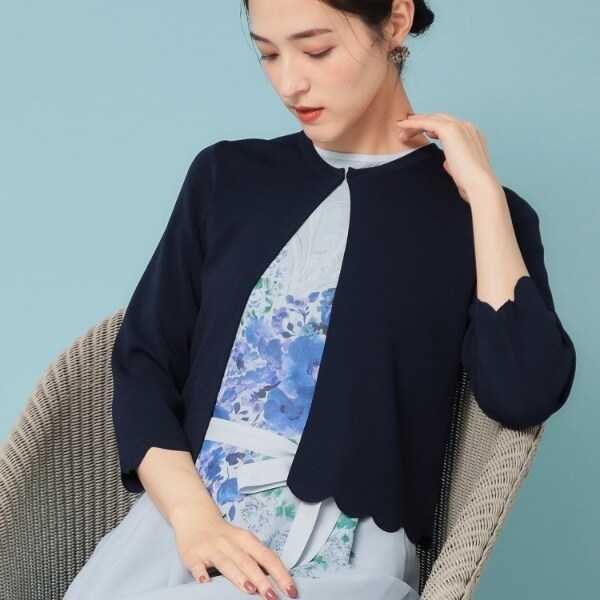 スーナウーナ（SunaUna）/【人気シリーズ4色展開】スカラップ7分袖ボレロ