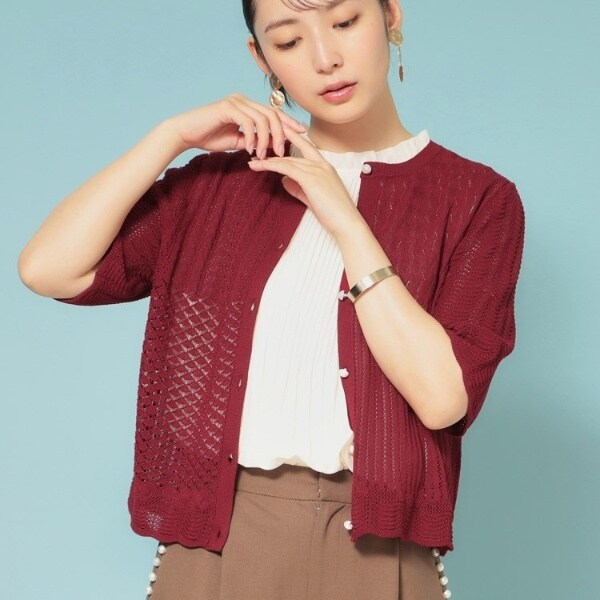 スーナウーナ（SunaUna）/【新作／透かし柄／3色展開】スカラップカーディガン