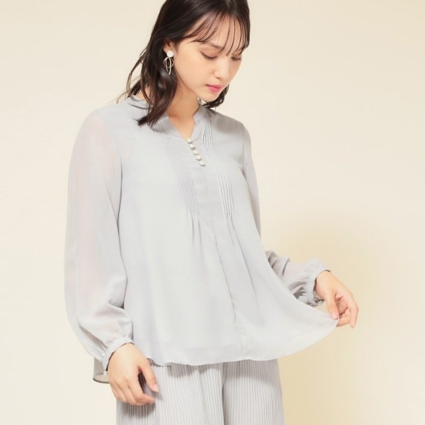 スーナウーナ（SunaUna）/【ピンタック／セットアップ可】シフォンブラウス