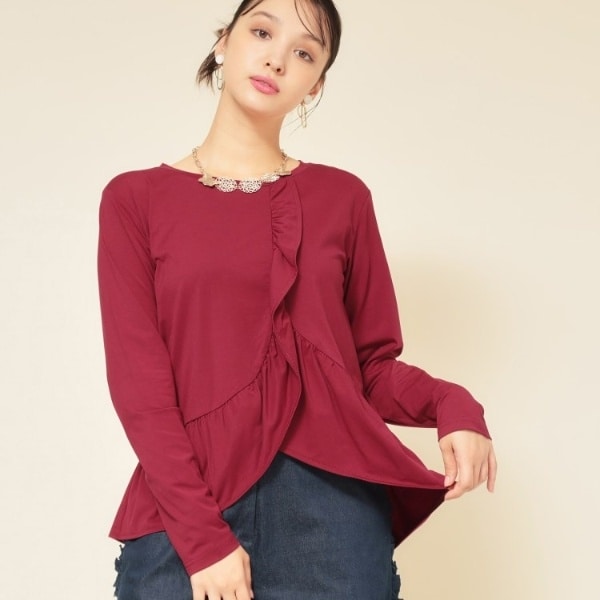 スーナウーナ（SunaUna）/【フリルペプラム】チュニックカットソー