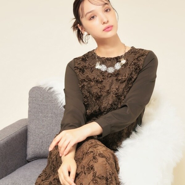 スーナウーナ（SunaUna）/【モールレース／セットアップ可】パフスリーブブラウス