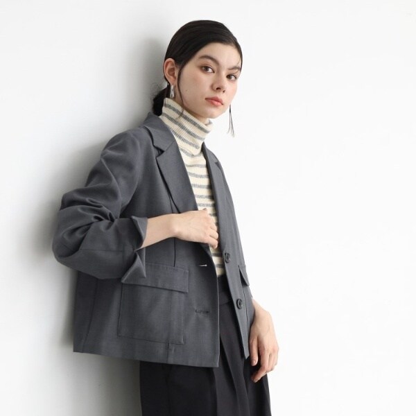 ザ ショップ ティーケー（THE SHOP TK）/【軽い洗えるセットアップ可】フラップポケットショートジャケットの通販は