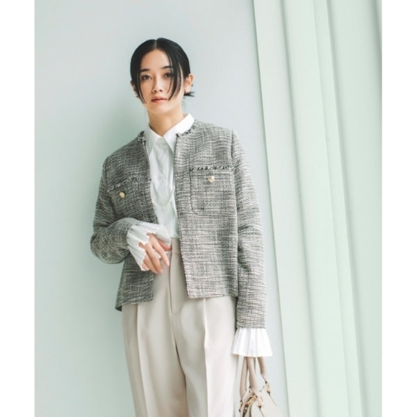 ザ ショップ ティーケー（THE SHOP TK）/【ONOFF活躍セレモニー通勤】ツイードノーカラージャケット洗える