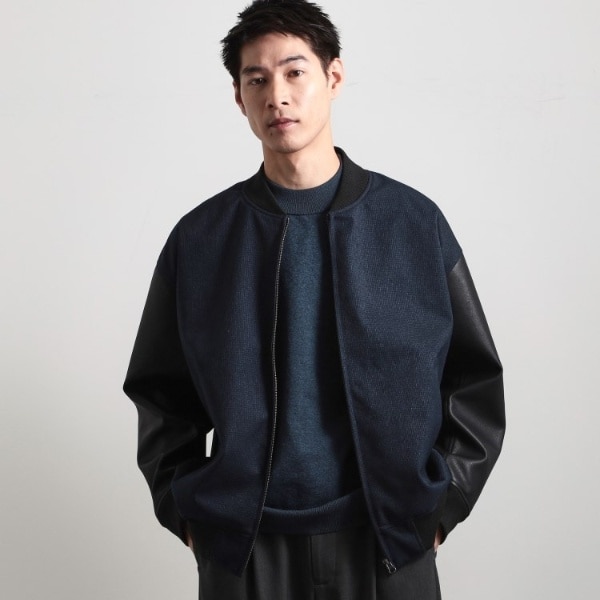 ザ ショップ ティーケー（THE SHOP TK）/【1ランク上の大人カジュアルに】異素材コンビ リブブルゾン