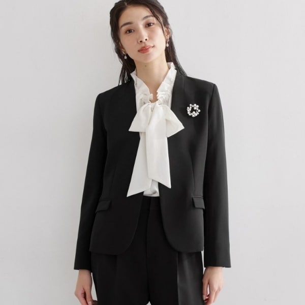 ザ ショップ ティーケー（THE SHOP TK）/【通勤・セレモニー】ダブルクロス ノーカラージャケットセットアップ可