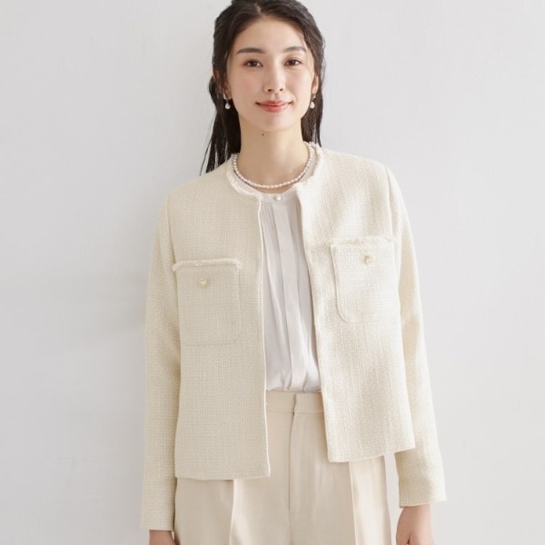 ザ ショップ ティーケー（THE SHOP TK）/【通勤・セレモニー】ツイードノーカラージャケット
