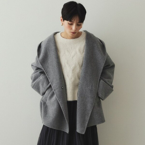 オペークドットクリップ（OPAQUE．CLIP）/ウール混フードショールカラーミドルコートの通販は 9,900円