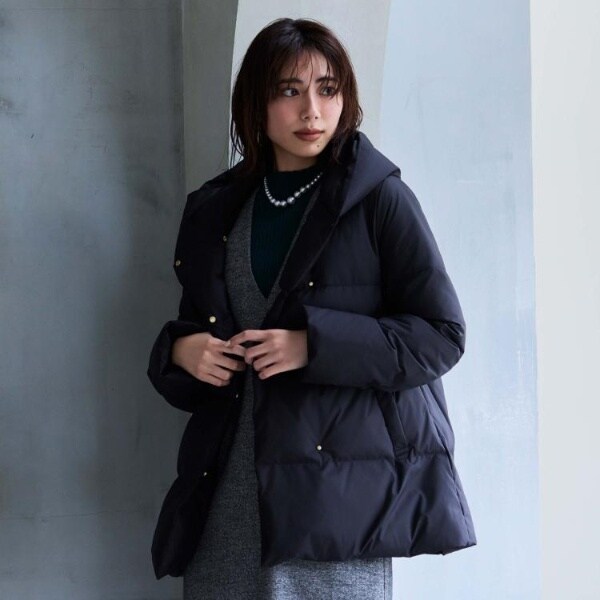 オペークドットクリップ（OPAQUE．CLIP）/撥水フードミドルダウンコート【防風抗菌防臭洗濯機OK】《S〜LL》