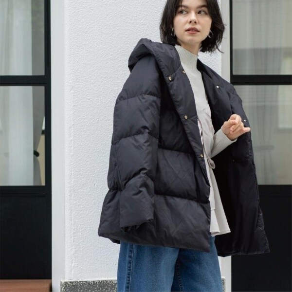 オペークドットクリップ（OPAQUE．CLIP）/撥水フードミドルダウンコート【防風抗菌防臭洗濯機OK】《S〜LL》