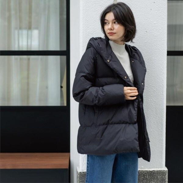 オペークドットクリップ（OPAQUE．CLIP）/撥水フードミドルダウンコート【防風抗菌防臭洗濯機OK】《S〜LL》