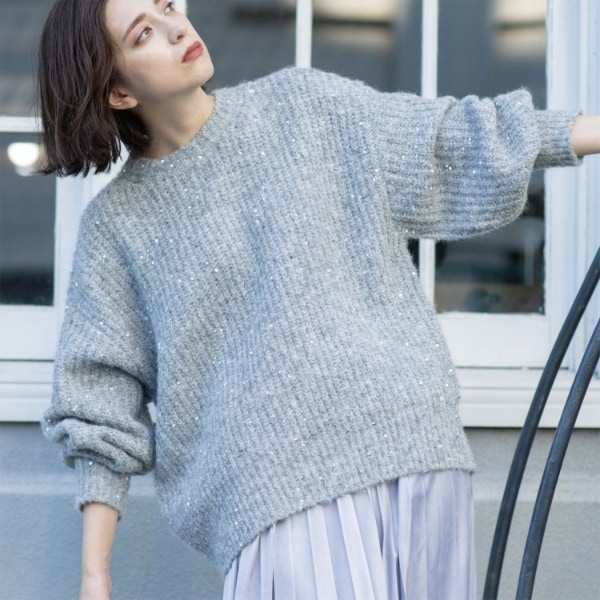 オペークドットクリップ（OPAQUE．CLIP）/オーバーサイズ スパンコールニット