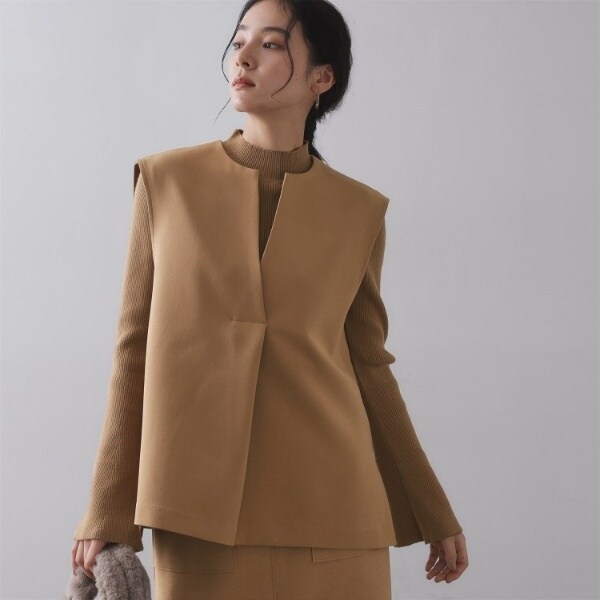 オペークドットクリップ（OPAQUE．CLIP）/《ツインセット》ベスト×リブニット【洗濯機OK】