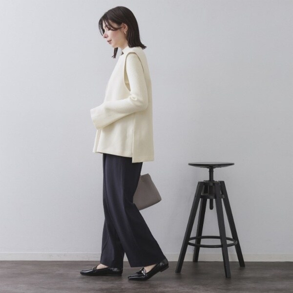 オペークドットクリップ（OPAQUE．CLIP）/《ツインセット》ベスト×リブニット【洗濯機OK】