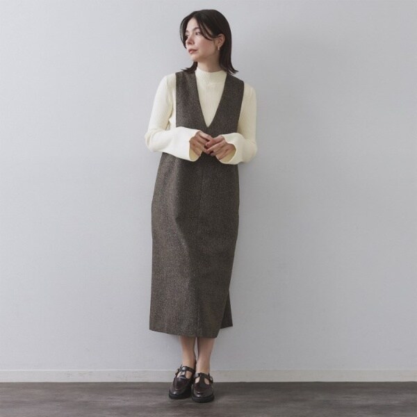 オペークドットクリップ（OPAQUE．CLIP）/《ツインセット》ベスト×リブニット【洗濯機OK】