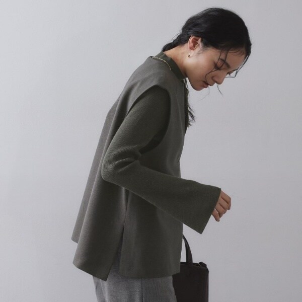 オペークドットクリップ（OPAQUE．CLIP）/《ツインセット》ベスト×リブニット【洗濯機OK】