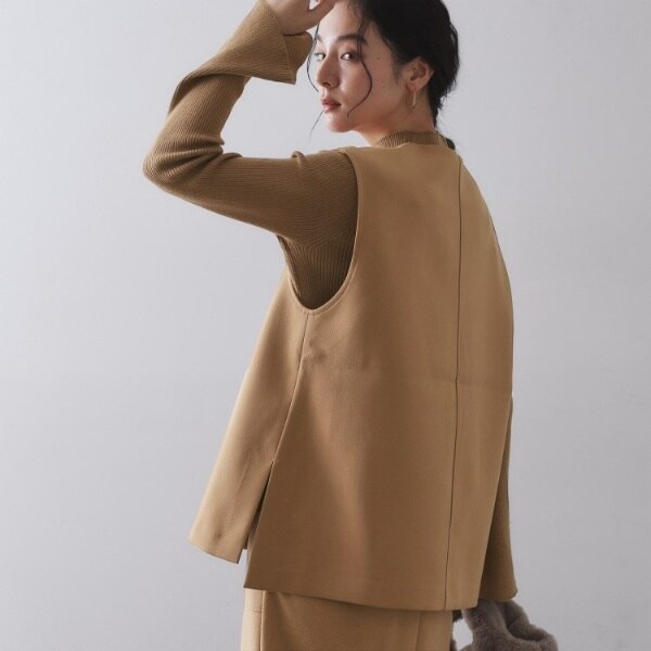 オペークドットクリップ（OPAQUE．CLIP）/《ツインセット》ベスト×リブニット【洗濯機OK】