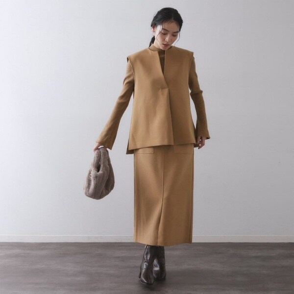 オペークドットクリップ（OPAQUE．CLIP）/《ツインセット》ベスト×リブニット【洗濯機OK】