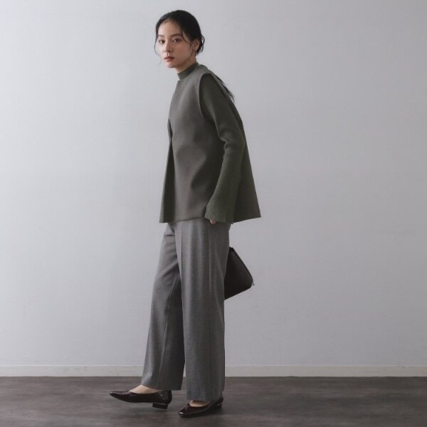 オペークドットクリップ（OPAQUE．CLIP）/《ツインセット》ベスト×リブニット【洗濯機OK】