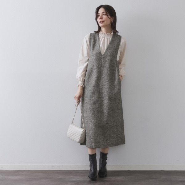 オペークドットクリップ（OPAQUE．CLIP）/ラメツイードジャンスカ【洗濯機OK】