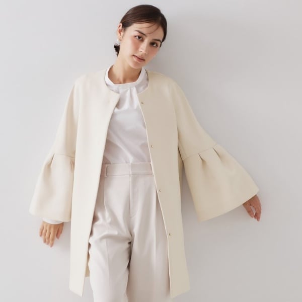 オペークドットクリップ（OPAQUE．CLIP）/フレアスリーブミドルコート【洗濯機OK】