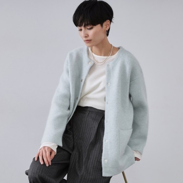 オペークドットクリップ（OPAQUE．CLIP）/アンゴラフォックスブレンド　ニットカーディガン【洗濯機OK】