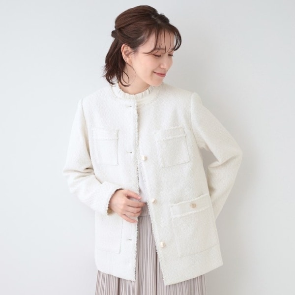 シューラルー（SHOOLARUE）/【S−3Lセレモニーからデイリーまで】フリンジツイードジャケット