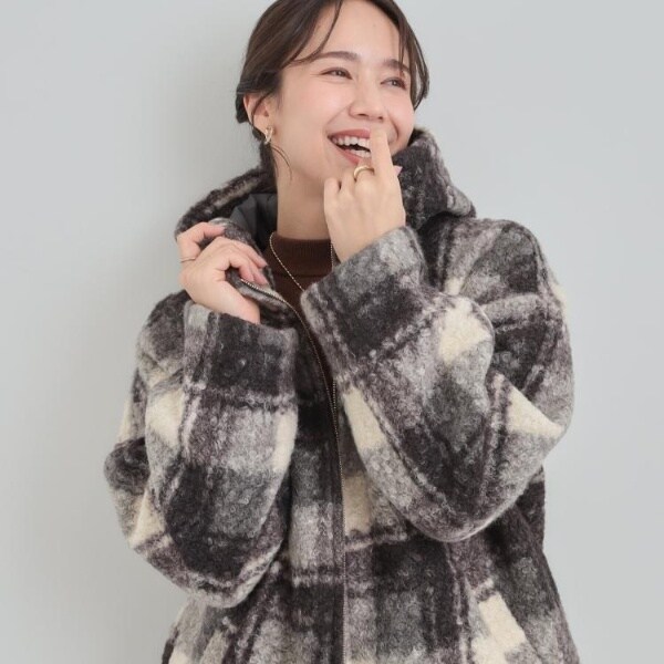 シューラルー（SHOOLARUE）/ブークレチェックフードコート