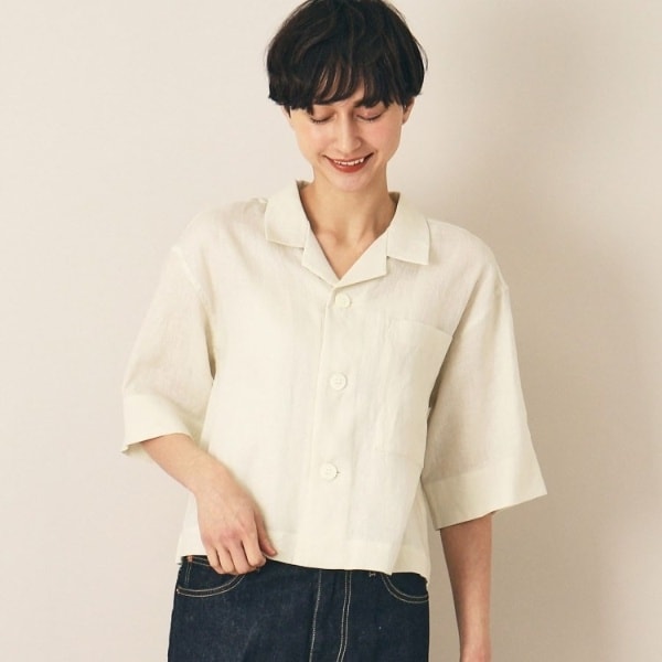 ル グラジック le glazik オープン カラー シャツ IVORY LE GLAZIK | LRC OPEN COLLAR SHIRT (ivory) size 36 ル