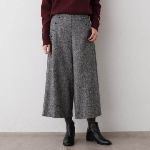 デッサン（Dessin）/【洗える後ろゴム】ツイードマリンクロップド丈パンツ