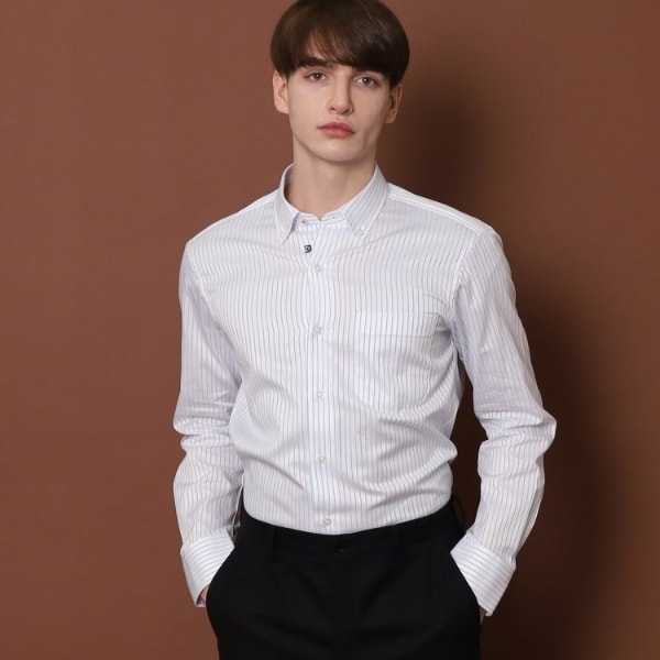 ドレステリア（DRESSTERIOR）/100／2 ヘリンボーンストライプ ボタンダウンシャツ