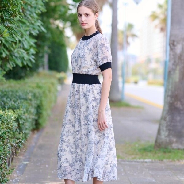 ドレステリア（DRESSTERIOR）/【シアー素材洗える】フラワープリントハーフスリーブワンピースの通販は 18,700円