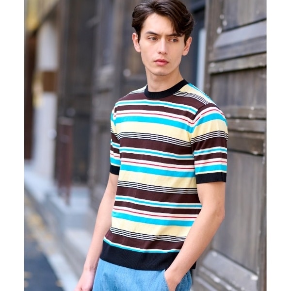 ドレステリア（DRESSTERIOR）/コットンシルク混 マルチボーダーニット