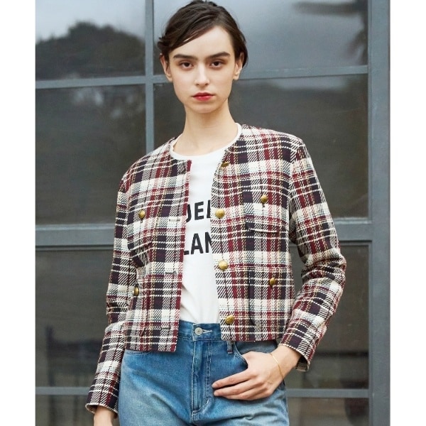 ドレステリア（DRESSTERIOR）/【DEVEAUX社ツイード使用】コンパクトチェックジャケット