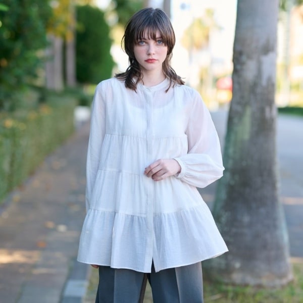 ドレステリア（DRESSTERIOR）/【洗える】ティアードシアーブラウス