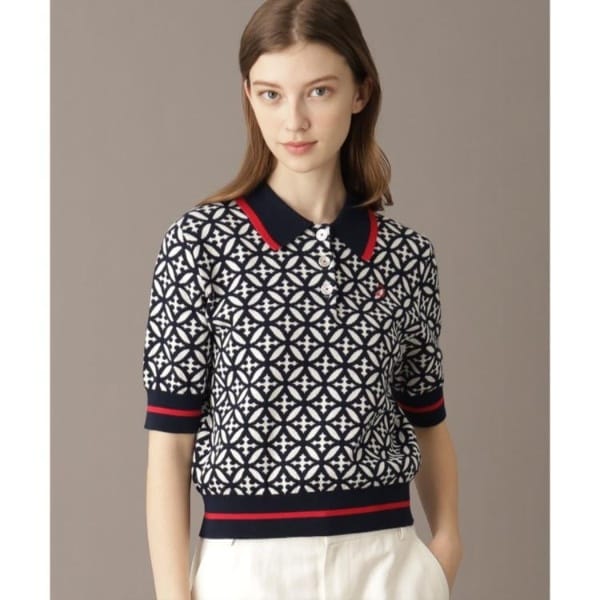 ドレステリア（DRESSTERIOR）/【大人百花春号掲載 モデル美香さん着用】オーバーラップサークルジャカードポロニット