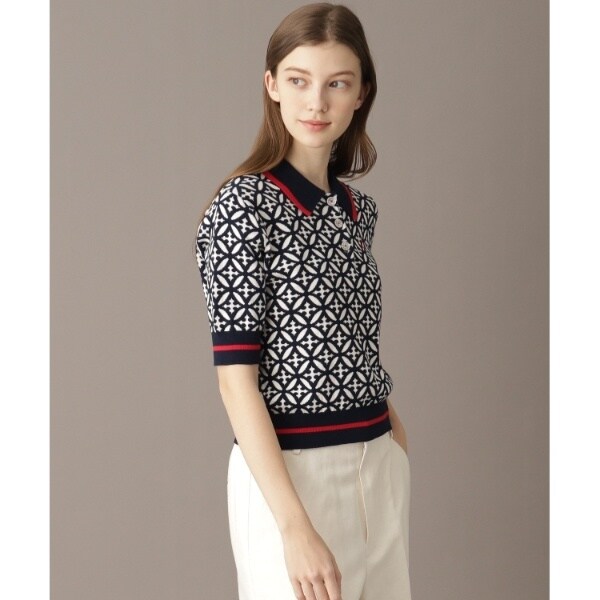 ドレステリア（DRESSTERIOR）/【大人百花春号掲載 モデル美香さん着用】オーバーラップサークルジャカードポロニット